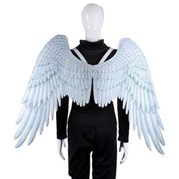 Himine Non-Woven Fabric Festive Party Angel Wings Suitable for Men and Women Decorative Wings (White+Blue)