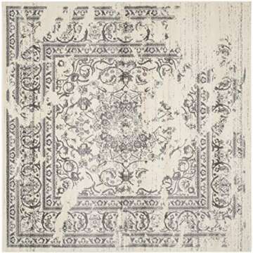 SAFAVIEH Adirondack Collection 9' Square Ivory / Silver ADR101B Oriental Distressed Non-Shedding Liv...