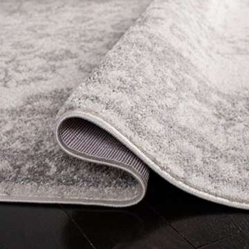 SAFAVIEH Adirondack Collection 9' Square Ivory / Silver ADR101B Oriental Distressed Non-Shedding Living Room Bedroom Dining Home Office Area Rug