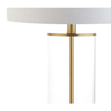 JONATHAN Y JYL2005A Collins 29" Glass LED Table Lamp Modern Contemporary Glam Bedside Desk Nightstand Lamp for Bedroom Living Room Office College Bookcase LED Bulb Included, Clear/Brass Gold