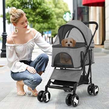 BestPet Pet Stroller Premium 3-in-1 Multifunction Jogger Stroller for Medium Small Dogs Cats Folding...