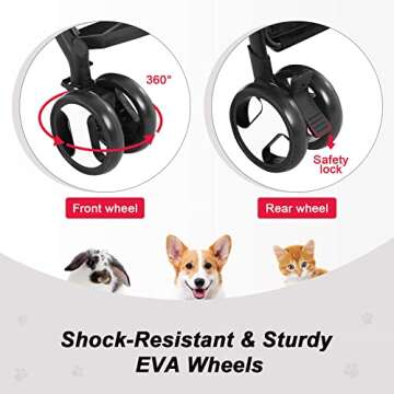 BestPet Pet Stroller Premium 3-in-1 Multifunction Jogger Stroller for Medium Small Dogs Cats Folding Lightweight for Travel with Detachable Carrier,Grey