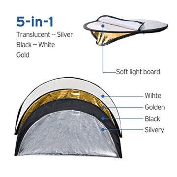 Etekcity 24" 5-in-1 Photography Reflector for Lighting