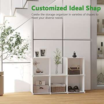 C&AHOME Cube Storage Organizer, 6-Cube Shelves Units, Closet Cabinet, DIY Plastic Modular Book Shelf, Ideal for Bedroom, Living Room, Office, 36.6" L x 12.4" W x 36.6" H Milky UPCS06M