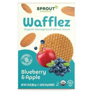 Sprout Organic Baby Food - Stage 4 Toddler Snacks - Blueberry Apple Wafflez (Pack of 10, 5 Count)