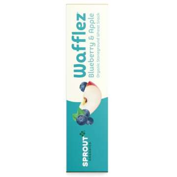 Sprout Organic Baby Food, Stage 4 Toddler Snacks, Blueberry Apple Wafflez, Single Serve Waffles 5 Count(Pack of 10)