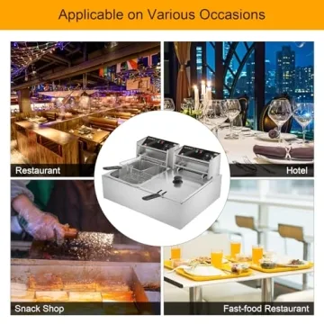 ROVSUN 22.8QT Electric Deep Fryer with Baskets and Lids