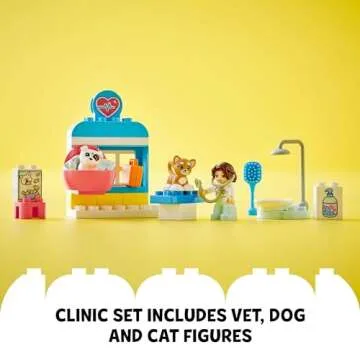 LEGO DUPLO Town Visit to The Vet Clinic Pet-Care Role-Play Toy, Dog, Cat and Veterinarian Figures, Social Emotional Learning Pretend Play Animal Set for Toddlers Aged 2 Years Old and Up, 10438