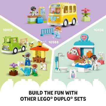 LEGO DUPLO Town Visit to The Vet Clinic Pet-Care Role-Play Toy, Dog, Cat and Veterinarian Figures, Social Emotional Learning Pretend Play Animal Set for Toddlers Aged 2 Years Old and Up, 10438