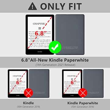 COO Case for 6.8" Kindle Paperwhite (11th Generation 2021 Release), PU Leather Slim Smart Cover for Kindle Paperwhite & Kindle Paperwhite Signature Edition with Auto Sleep/Wake (Pink)