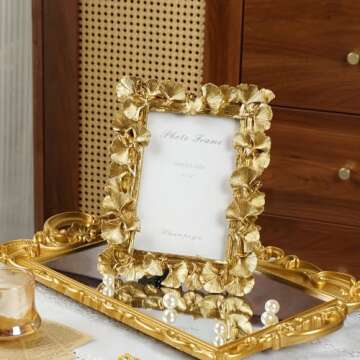 VAN GOGH ART Gold Picture Frames 4x6 Picture Frame Gold, Vintage Ornate Leaf Textured Hand-Crafted R...