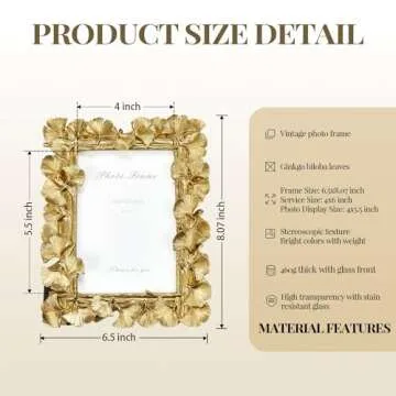 VAN GOGH ART Gold Picture Frames 4x6 Picture Frame Gold, Vintage Ornate Leaf Textured Hand-Crafted Resin with Glass Front Antique Photo Frame for Tabletop Display, Retro Design Home Decor