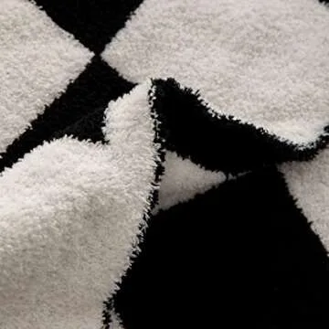 Fleece Throw Blanket Black Checkerboard Grid Throw Blanket Ultra Soft Warm Reversible Bed Blanket Microfiber Fuzzy Home Decor Blanket for Bed Sofa Travel Office 51''x63'' (Black, 51" x 63")