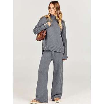 Stylish ANRABESS Women's 2 Piece Sweater Lounge Set for Cozy Days