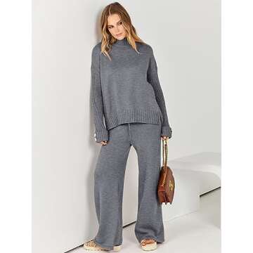 ANRABESS Women's Stylish 2 Piece Sweater Lounge Set