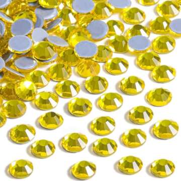 Beadsland Hotfix Rhinestones, 2880pcs Flatback Crystal Rhinestones for Crafts Clothes DIY Decorations, Lemon Yellow, SS10, 2.7-2.9mm