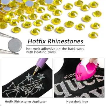 Beadsland Hotfix Rhinestones, 2880pcs Flatback Crystal Rhinestones for Crafts Clothes DIY Decorations, Lemon Yellow, SS10, 2.7-2.9mm