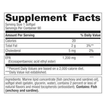 Metagenics OmegaGenics Fish Oil EPA 1200 - Premium Omega-3 Supplement for Heart & Immune Health - 90...