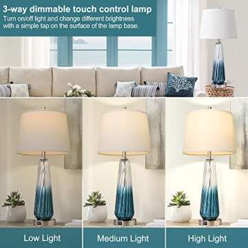 Touch Control Table Lamps with USB Ports for Bedrooms