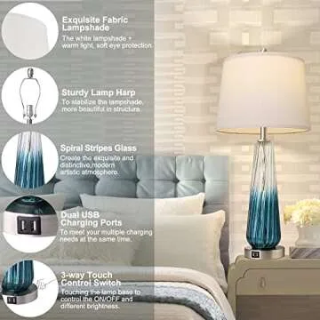Touch Control Table Lamps with USB Ports for Bedrooms