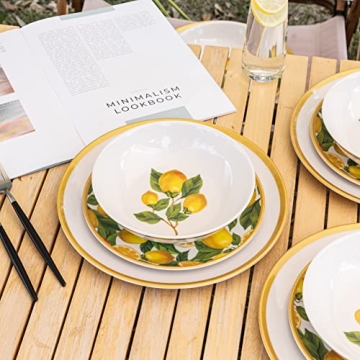 Vibrant Lemon Melamine Dinnerware Set for 4