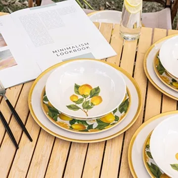 Vibrant Lemon Melamine Dinnerware Set for 4