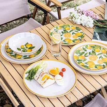 Vibrant Lemon Melamine Dinnerware Set for 4