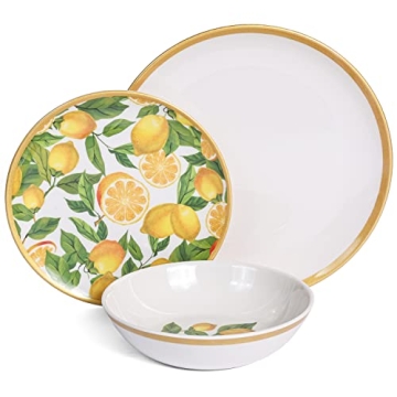 Vibrant Lemon Melamine Dinnerware Set for 4