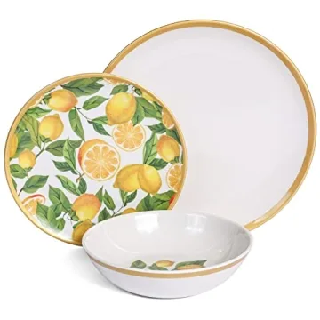 Vibrant Lemon Melamine Dinnerware Set for 4