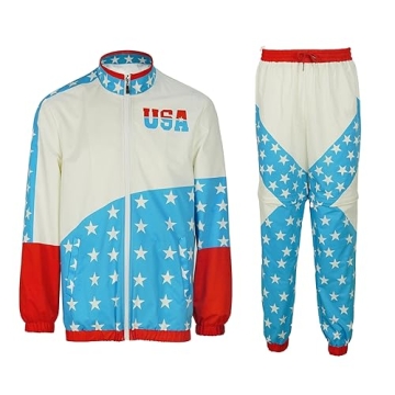 GQIZLPWF 80s Windbreaker Suit Men's 80s/90s Tracksuit Disco Tracksuit Retro Hip Hop Windbreaker Colo...