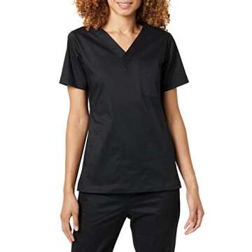 Amazon Essentials Women's Classic Fit V-Neck Short Sleeve Scrub Top (Available in Plus Size), Black, 6X