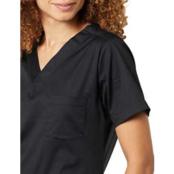 Amazon Essentials Women's Classic Fit V-Neck Short Sleeve Scrub Top (Available in Plus Size), Black, 6X