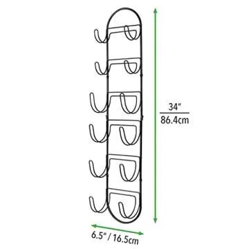 mDesign Steel Wall Mount Towel Rack with 6 Compartments - Towel Holder and Towel Storage Shelf Organizer for Bathroom, Powder Room - Concerto Collection - Black