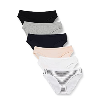 Amazon Essentials Women's Cotton Bikini Brief Underwear Pack of 6 - Multicolor & Plus Size Available