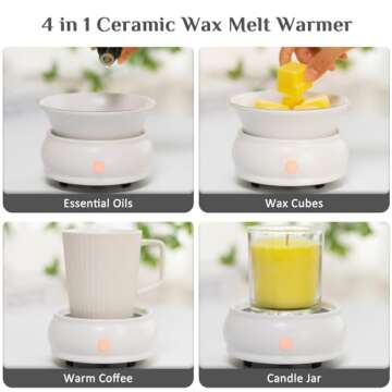 Bobolyn Wax Melt Warmer Burner Electric Scented Candle Wax Warmer, 4-in-1 Scented Wax Fragrance Melter for Home Office Bedroom Living Room Decor