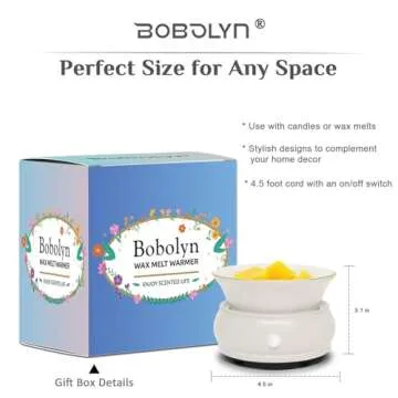 Bobolyn Wax Melt Warmer Burner Electric Scented Candle Wax Warmer, 4-in-1 Scented Wax Fragrance Melter for Home Office Bedroom Living Room Decor