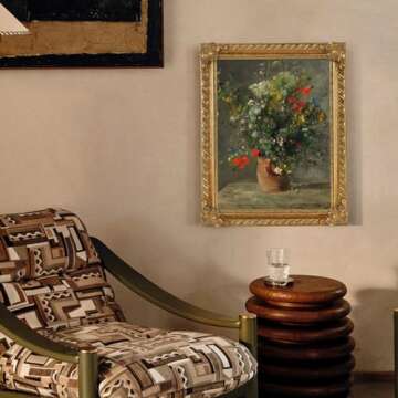 FOLKOR Solid Wood Canvas Frame for 9x12” Oil Paintings, 1.8” Wide Gold Finished Ornate Frame, Ve...