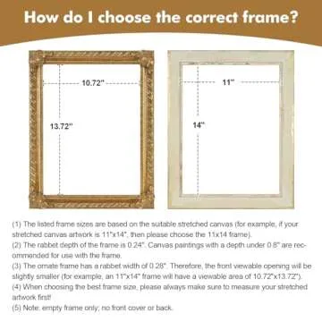 FOLKOR Solid Wood Canvas Frame for 9x12” Oil Paintings, 1.8” Wide Gold Finished Ornate Frame, Vertical or Horizontal Display for Home Office Wall Decor, No Plexiglass & Backing Board