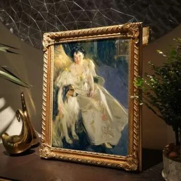 FOLKOR Solid Wood Canvas Frame for 9x12” Oil Paintings, 1.8” Wide Gold Finished Ornate Frame, Vertical or Horizontal Display for Home Office Wall Decor, No Plexiglass & Backing Board