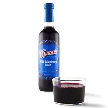 Wyman's Wild Blueberry Juice, 100% Juice, No Sugar Added, Not From Concentrate, Glass Bottled, 500mL...