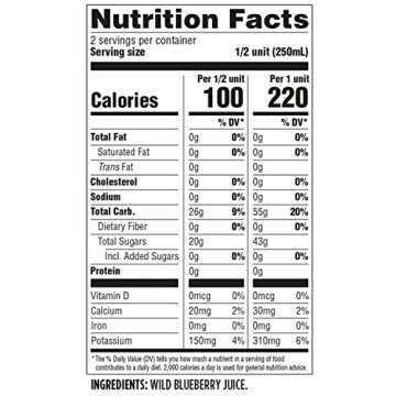 Wyman's Wild Blueberry Juice, 100% Juice, No Sugar Added, Not From Concentrate, Glass Bottled, 500mL (3 Pack)