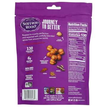 Saffron Road Bombay Spice Crunchy Chickpea Snack, 6oz - Gluten Free, Non-GMO, Halal, Kosher, Vegan