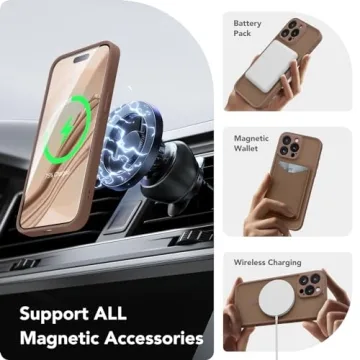 CAPRARO Magnetic for iPhone 14 Pro Max Case, [Compatible with MagSafe] [Full Camera Protection] Shockproof Protective Slim Translucent Matte Phone Case for iPhone 14 Pro Max 6.7'', Brown