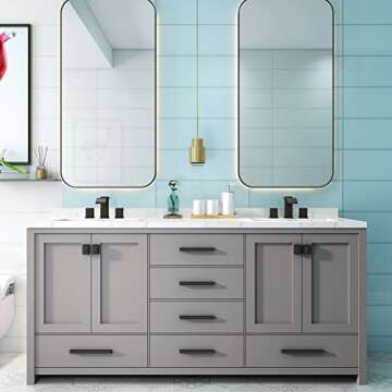 MR. FAUCET Waterfall Bathroom Sink Faucets 3 Hole, 2-Handle 8 Inch Bathroom Vanity Faucet, with Pop-up Drain Assembly, (Matte Black)