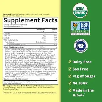 Garden of Life Dr Formulated Digestive Enzymes with Papain, Bromelain, Lipase for Digestion & Nutrient Absorption – Organic Digest+ - Vegan, Gluten-Free, Non-GMO, Tropical Fruit Flavor, 90 Chewables