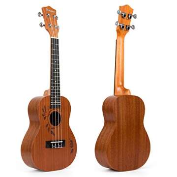 Kmise Concert Ukulele Uke Acoustic Hawaiian Guitar 23 Inch 18 Frets Mahogany With Bag and Tuner