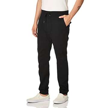 WT02 Men's Twill Jogger Pants, Black, Large