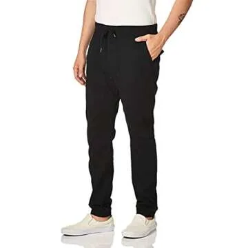 WT02 Men's Twill Jogger Pants, Black, Large
