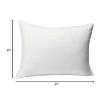 Amazon Basics Down Alternative Pillows for Back and Side Sleepers, Medium Density, Standard - Hypoallergenic 2-Piece Set with Pillow Protector Cases, Pack of 2, White, 26" L x 20" W