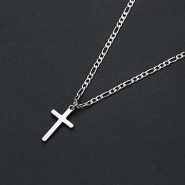 TASBERN Cross Necklace for Men Stainless Steel Polished Plain Cross Pendant Necklace Simple Faith Christian Jewelry Gift for Son 20"